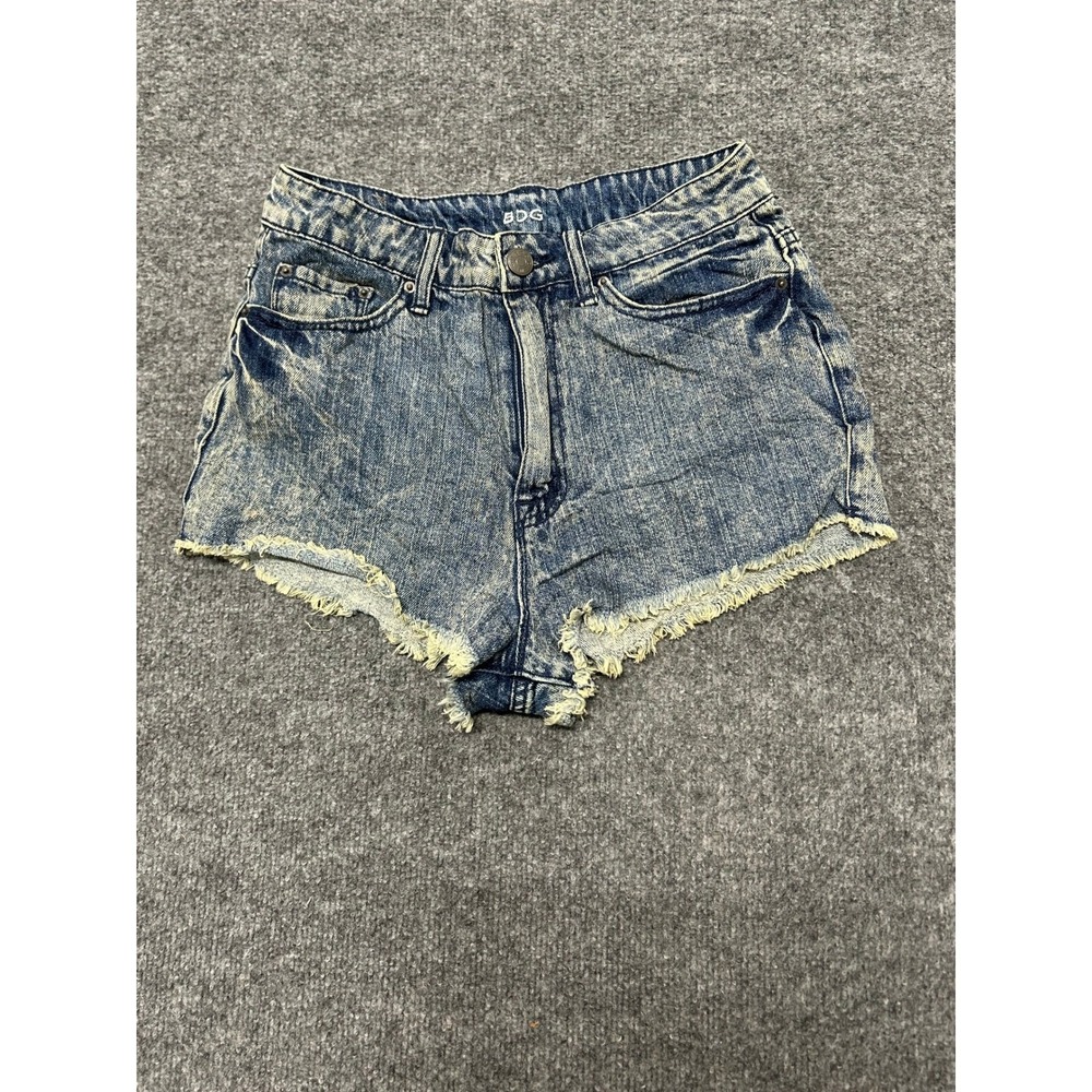 BDG Shorts Womens Size 26 Blue Acid Wash High Rise Raw Hem Cut Off Denim Casual